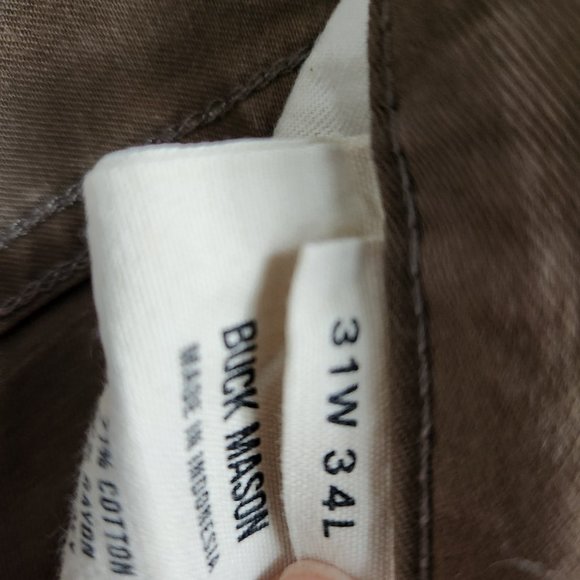 Buck Mason Pants Men's 31x29 Olive Green Roper Twill Ford Standard Jean - Picture 12 of 12